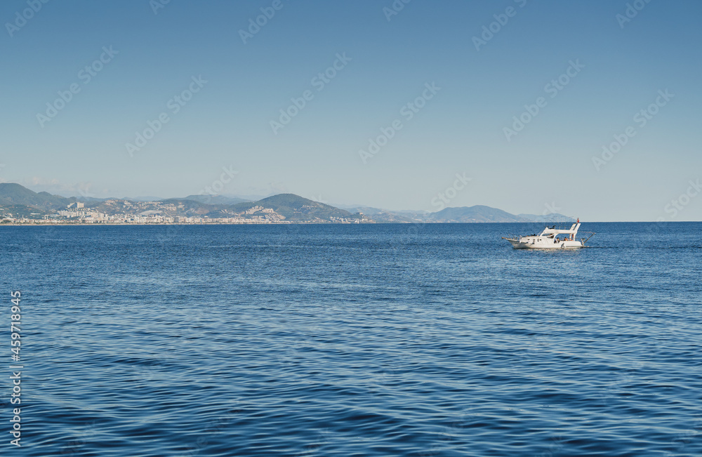 Excursion ship at sea. Turkey, Alanya. Excursion ship at sea. Turkey, Alanya.