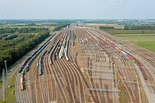 Aerial from shunting yard Kijfhoek in the Netherlands photo