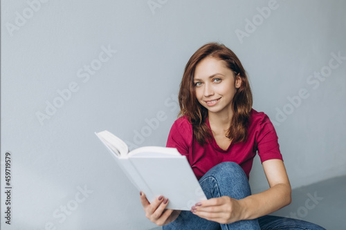 Woman hands with book on isolated background. Education, smart woman concept 