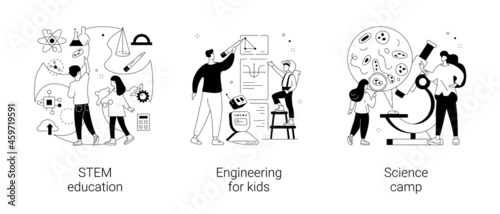 Fun learning activities abstract concept vector illustrations.