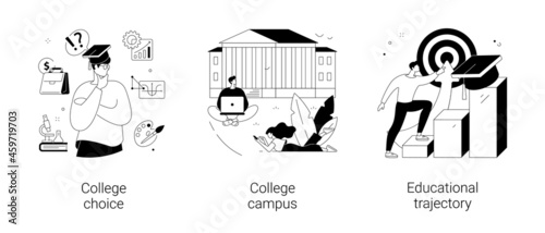 Student life abstract concept vector illustrations.