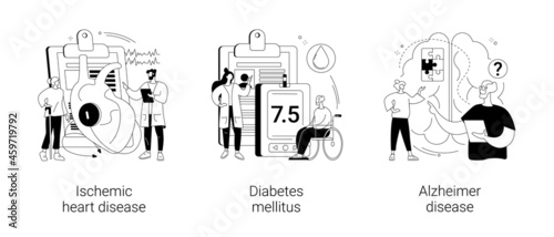 Elderly people health problems abstract concept vector illustrations.