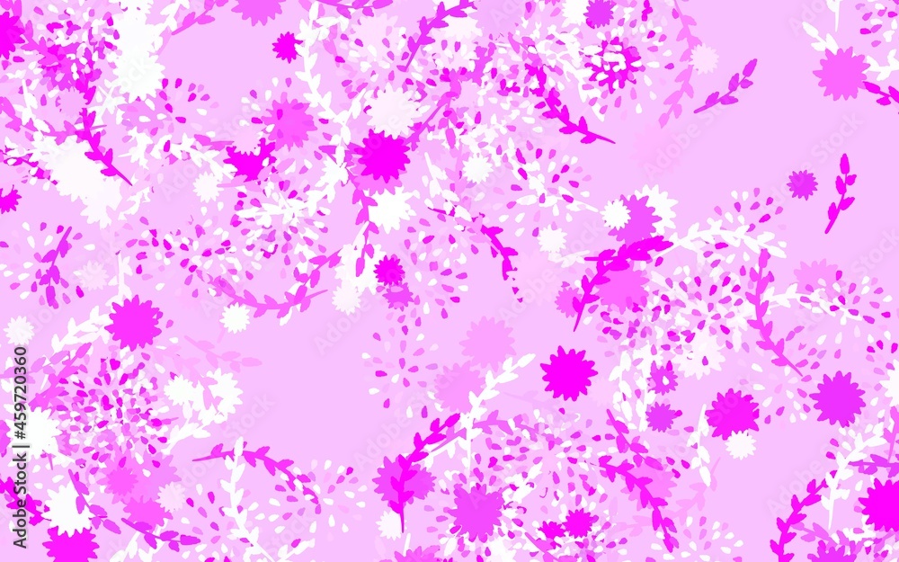 Light Pink vector doodle template with flowers, roses.