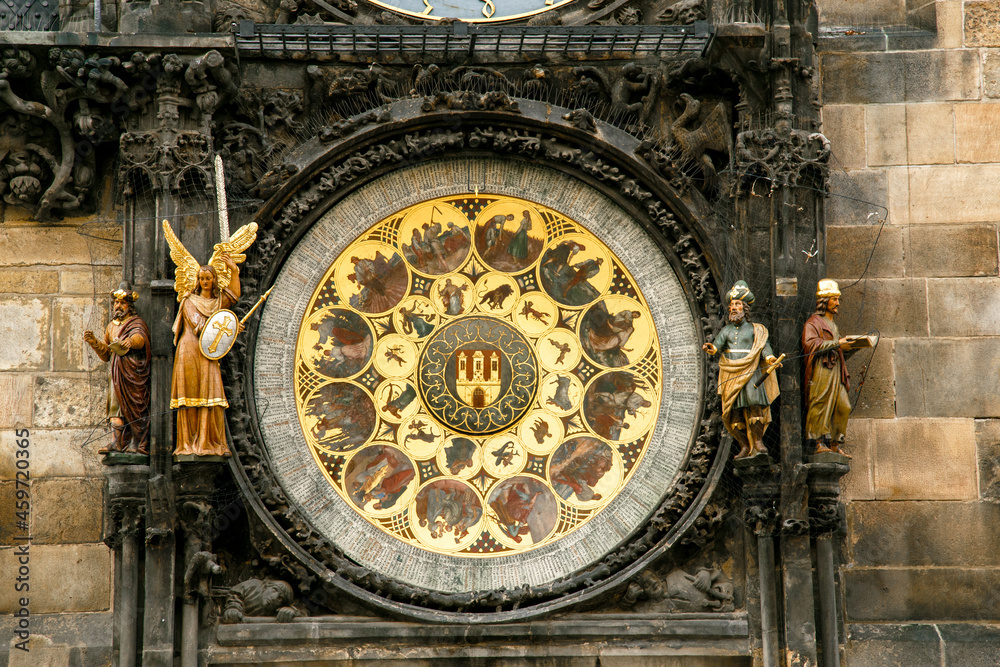 Close-up of Prague astronomical clock.