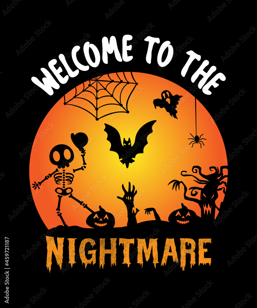 Welcome to the nightmare halloween t shirt design for halloween day,halloween t shirt design