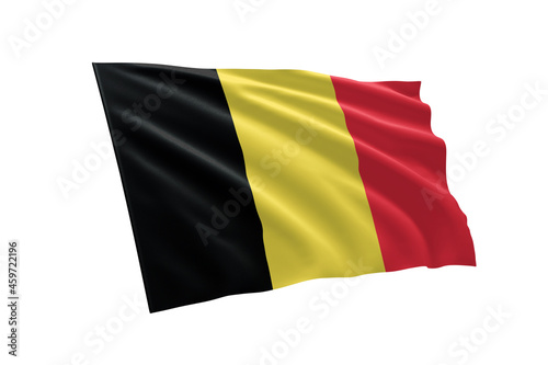 3D illustration flag of Belgium. Belgium flag isolated on white background.