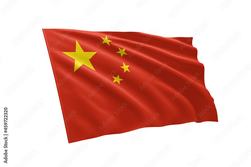 3D illustration flag of China. China flag isolated on white background. 3D illustration flag of China. China flag isolated on white background.