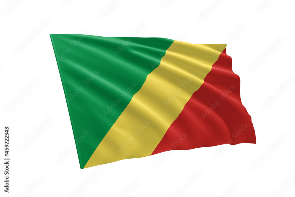 Obraz premium 3D illustration flag of Congo. Congo flag isolated on white background.