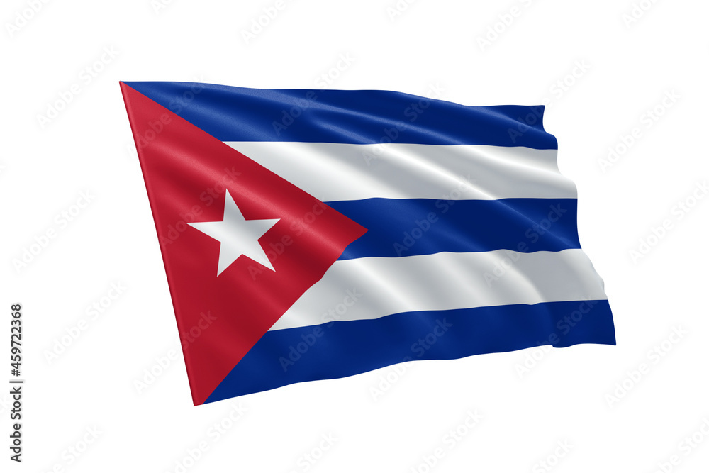 3D illustration flag of Cuba. Cuba flag isolated on white background. 3D illustration flag of Cuba. Cuba flag isolated on white background.