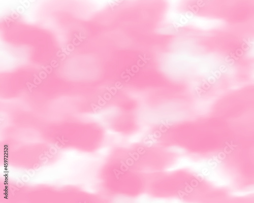 Abstract ornament on tie dye batik technique handpainted. White clouds on pink