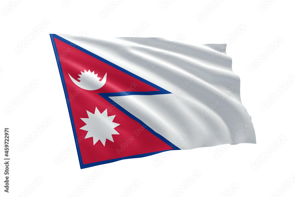 3D illustration flag of Nepal. Nepal flag isolated on white background. 3D illustration flag of Nepal. Nepal flag isolated on white background.