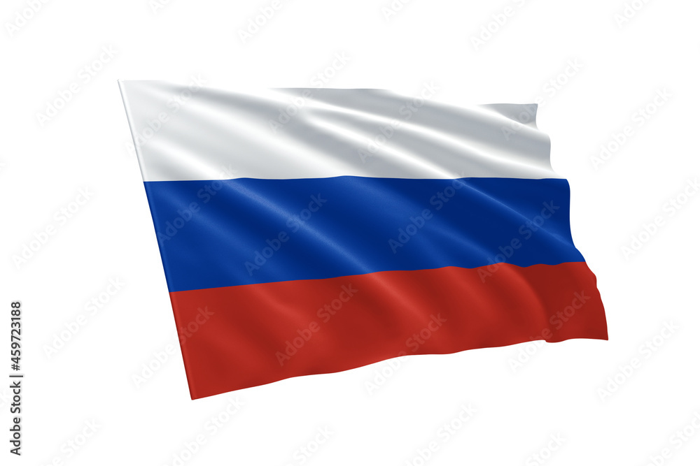 Naklejka premium 3D illustration flag of Russia. Russia flag isolated on white background.