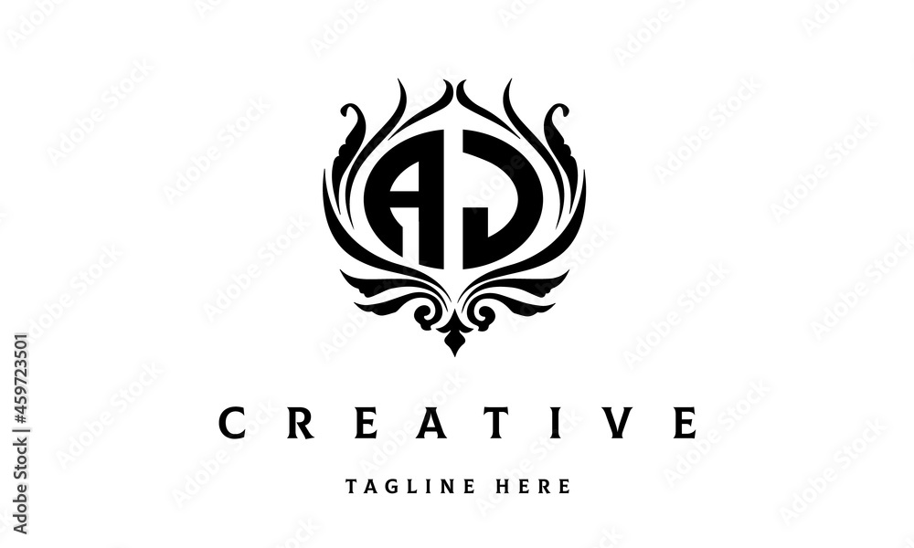 AJ circle luxury latter logo vector