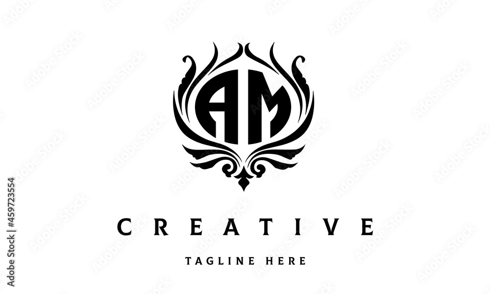 AM circle luxury latter logo vector