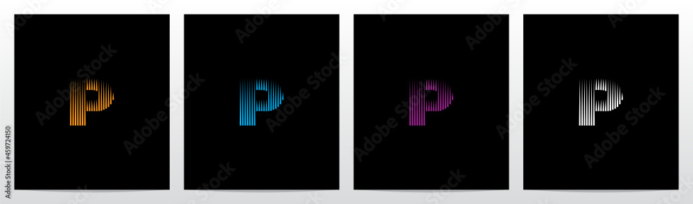 Lines Vertical Letter Logo Design P - obrazy, fototapety, plakaty 