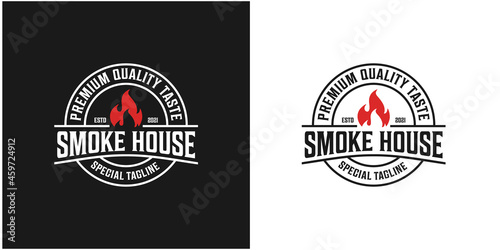 smoke garden,rustic,grilled logo .premium vector 2