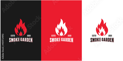smoke garden,rustic,grilled logo .premium vector 2