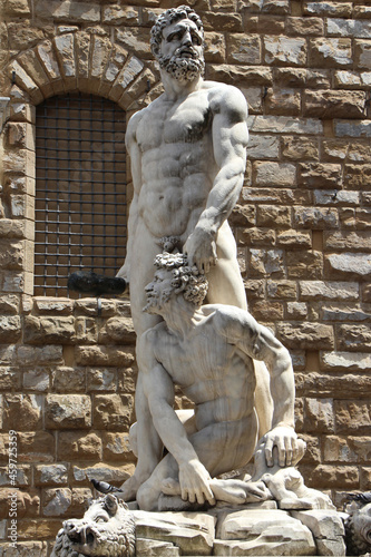 FLORENCE, Italy - July 12, 2014: Piazza della Signoria Hercules and Cacus Florence. photo