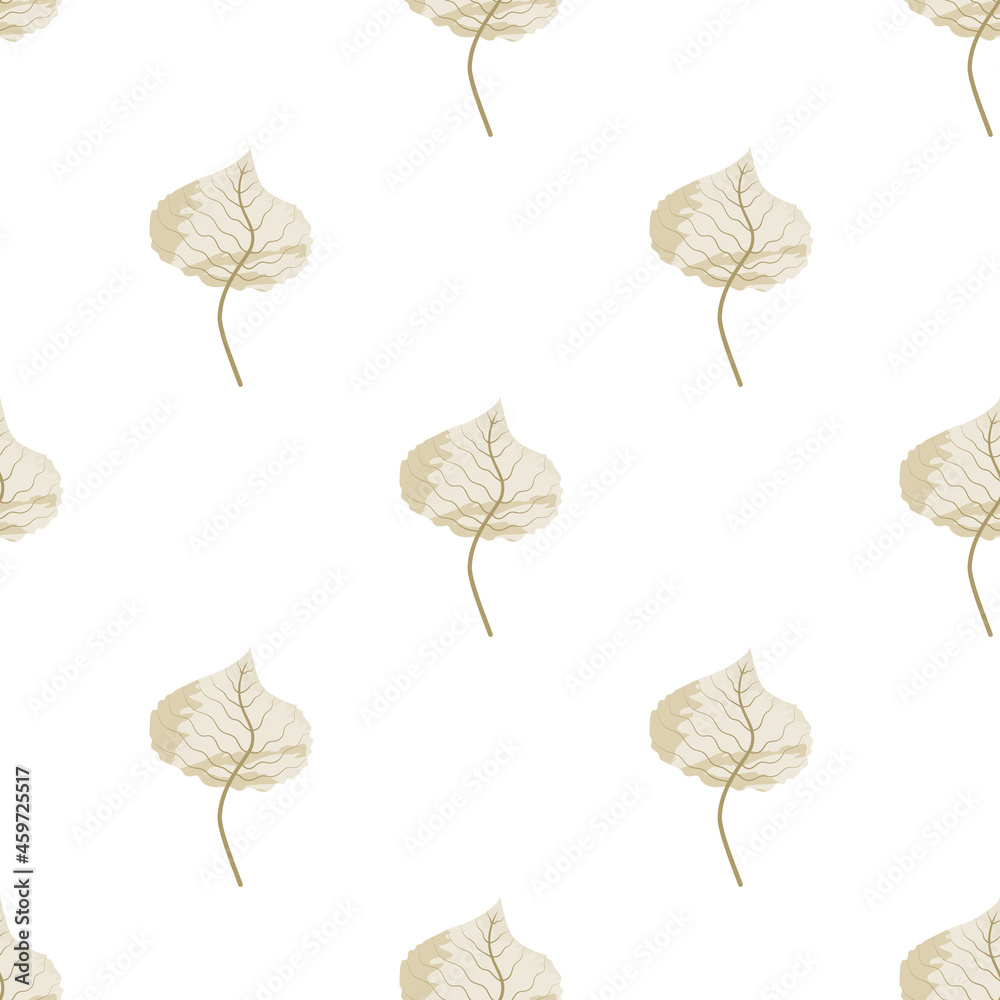 Obraz premium Vector seamless pattern whith dry yellow linden autumn foliage with wavy lines