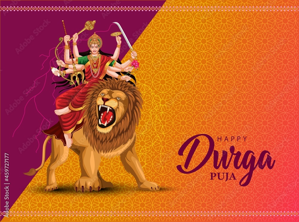 indian God Happy Durga Puja Subh Navratri background. vector illustration  design Stock Vector | Adobe Stock