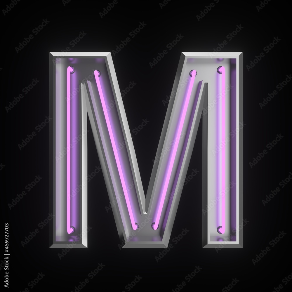 Neon light 3d alphabet