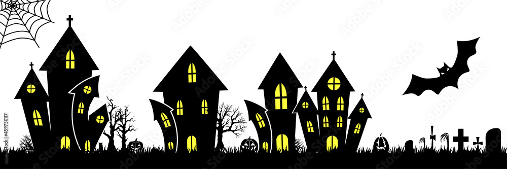 template castle halloween pumpkin fear layout banner cut silhouette