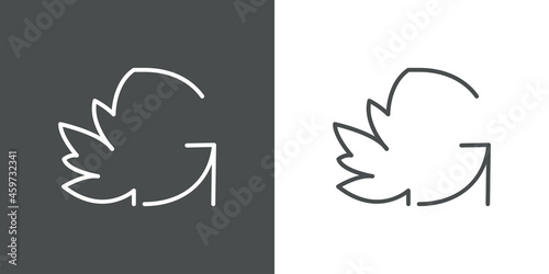 Logotipo letra inicial G en hoja de arce con lineas en fondo gris y fondo blanco