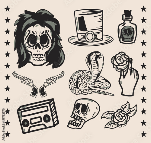 Rock and roll doodles symbols