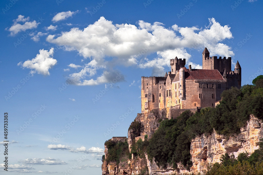 Medieval castle on a cliff, Beynac, France Medieval castle on a cliff, Beynac, France