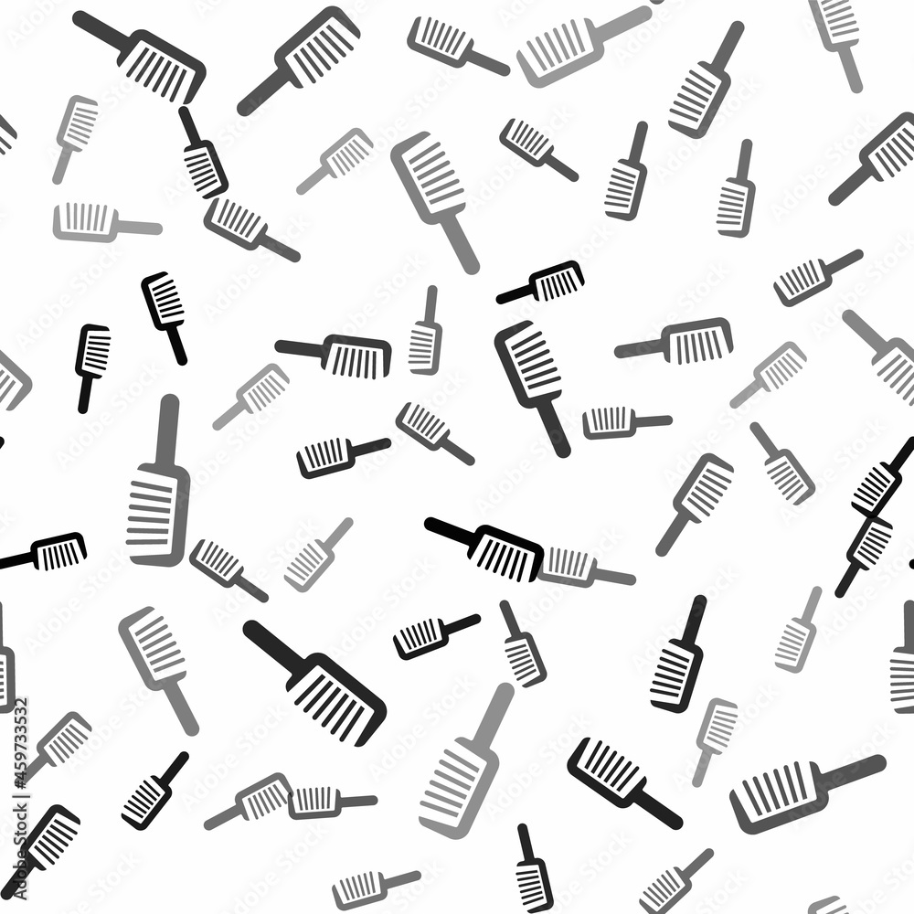 Black Hairbrush icon isolated seamless pattern on white background. Comb hair sign. Barber symbol. Vector Black Hairbrush icon isolated seamless pattern on white background. Comb hair sign. Barber symbol. Vector