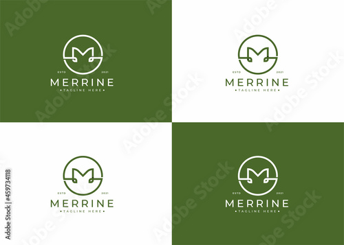 Minimalist letter M logo design with circle shape