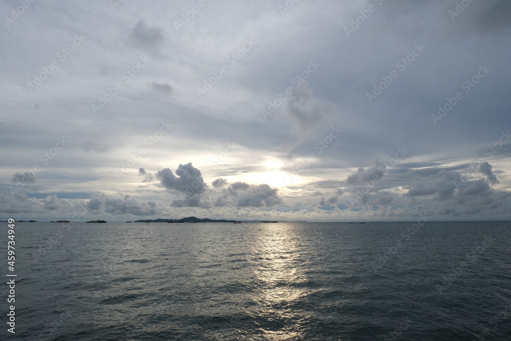 The cloudy Seaview at Pattaya beach, Thailand.