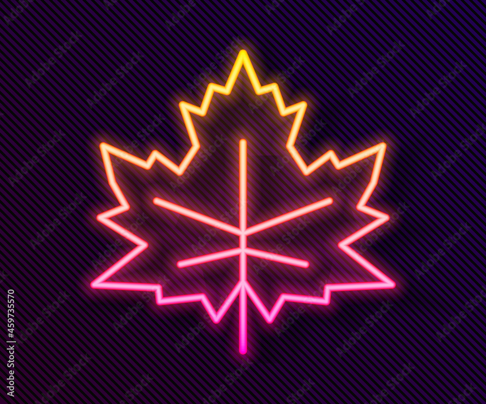 Glowing neon line Leaf icon isolated on black background. Leaves sign. Fresh natural product symbol. Vector