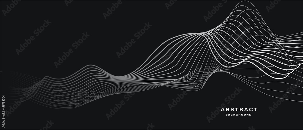 	
Dark abstract background with flowing particles. Digital future technology concept. vector illustration.	
