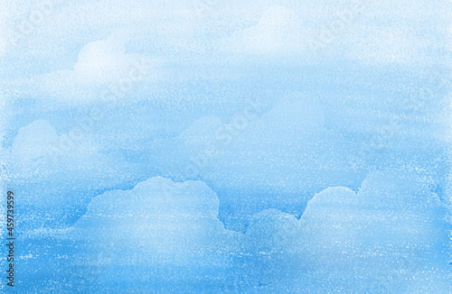 Watercolor and crayon illustration art abstract blue color texture background