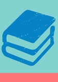Composition of blue book icons on green background