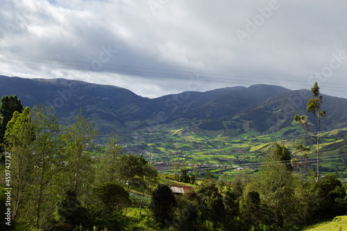 landscape of colombian mountains in a cloudy day
