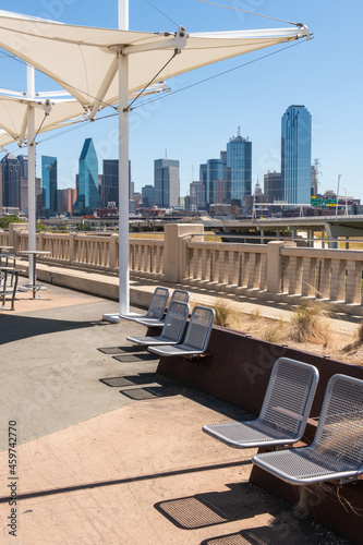 Dallas, Texas  USA - October 1 2021 Image of Ronald Kirk Bridge and Felix Lozada Gateway Continental Avenue Bridge and West Dallas Gateway near Margaret Hunt Hill Bridge in downtown Dallas daytime