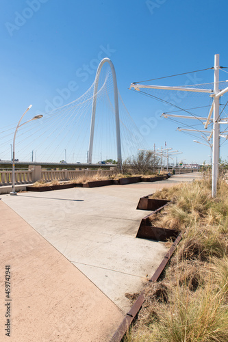 Dallas, Texas  USA - October 1 2021 Image of Ronald Kirk Bridge and Felix Lozada Gateway Continental Avenue Bridge and West Dallas Gateway near Margaret Hunt Hill Bridge in downtown Dallas daytime