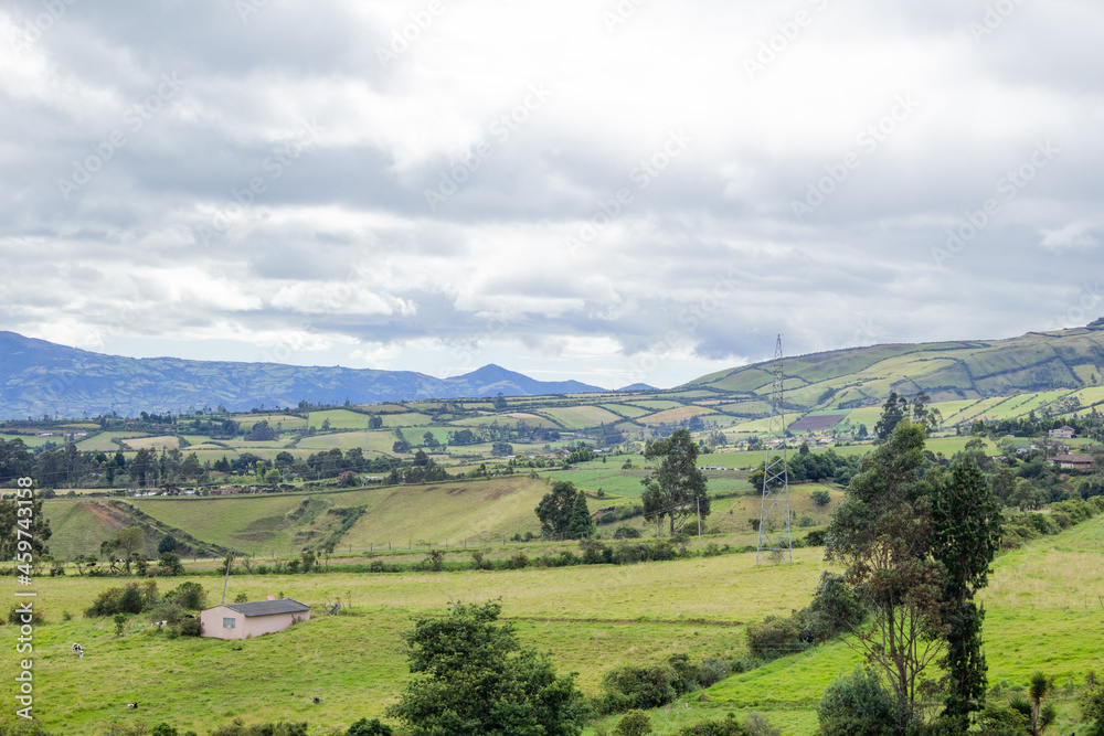 landscape of colombian mountains in a cloudy day