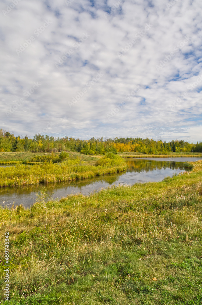 Naklejka premium Pylypow Wetlands on a Cloudy Summer Day