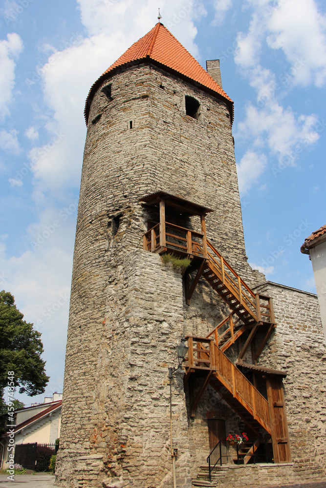 TALLINN, Estonia - August 8, 2015:  Walls and towers of old Tallinn.