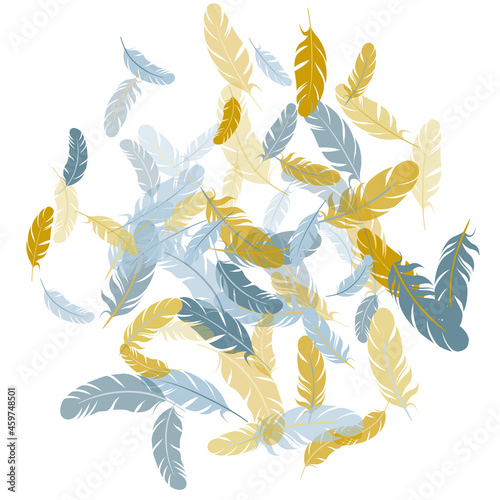 Flying feather elements airy vector design.