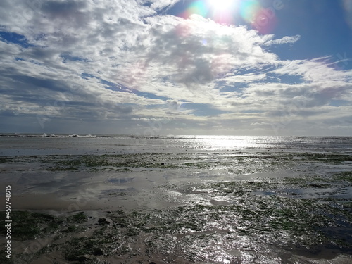 sun on the sea at low tide