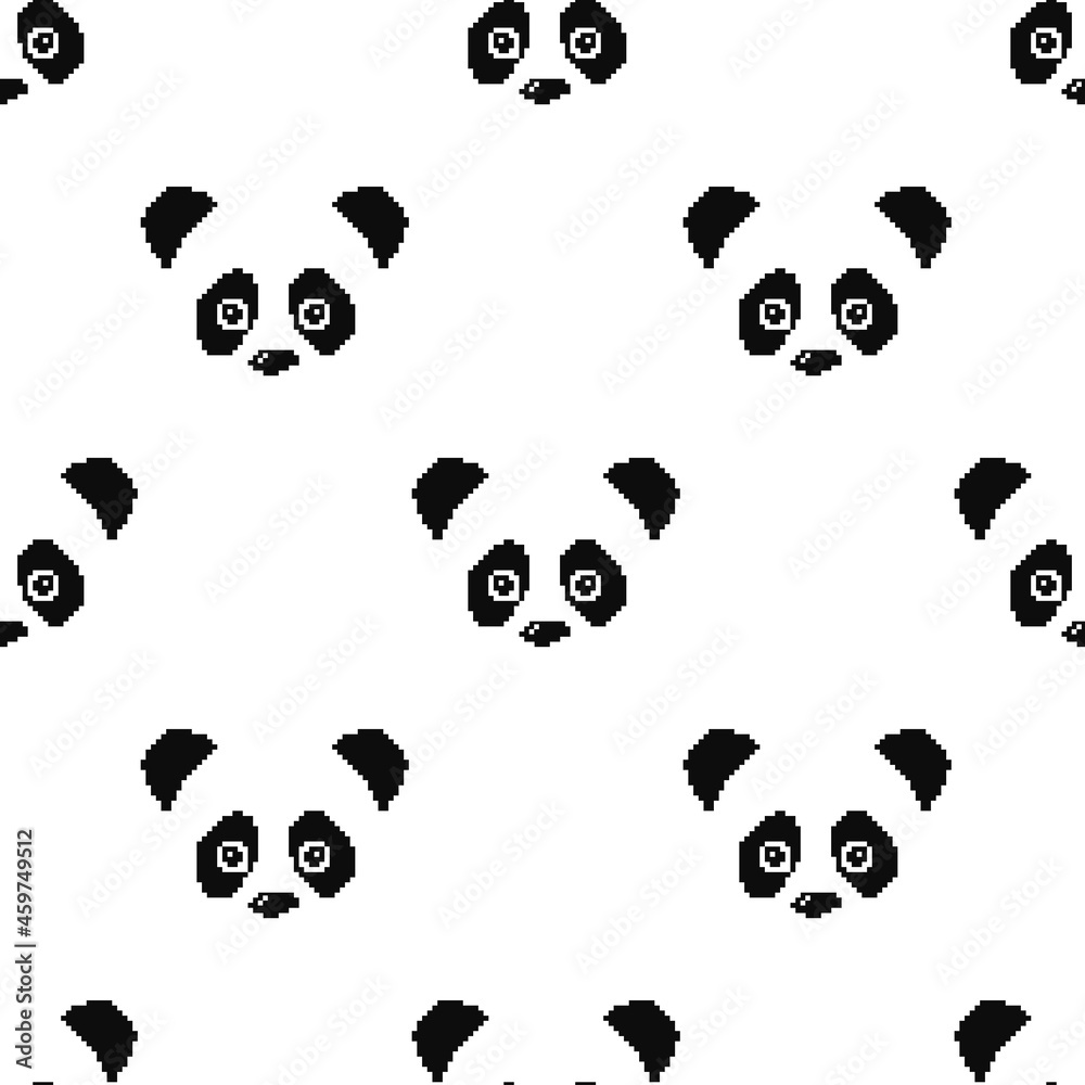 Fototapeta premium Panda face vector seamless pattern on a white background, print for clothes, paper, fabric