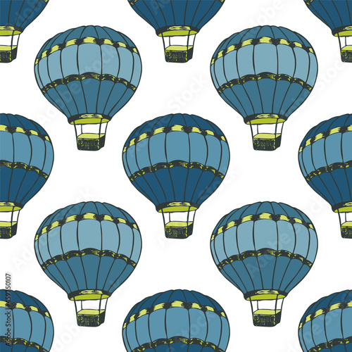 Cartoon hot air balloons  illustration vector seamless patter.