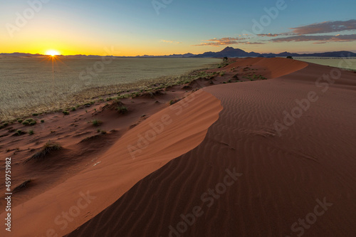 Sunrise at sand dune in the Namib Desert