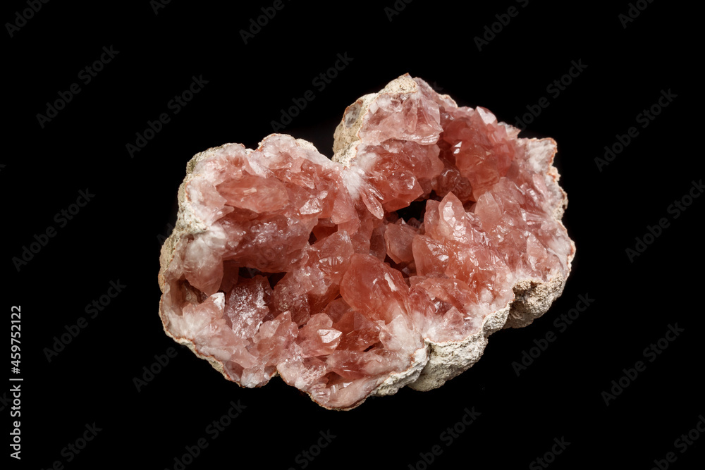 Macro mineral stone Pink Amethyst on a black background Macro mineral stone Pink Amethyst on a black background