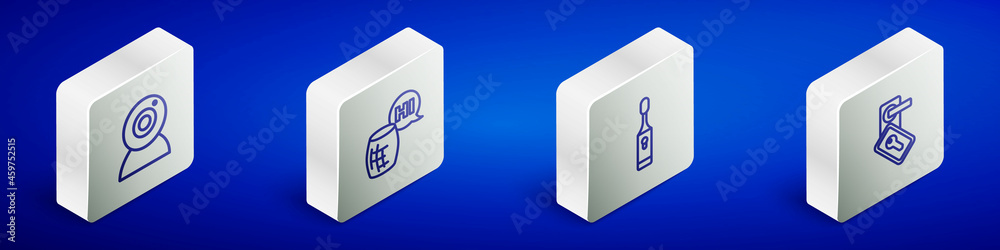 Set Isometric line Web camera, Voice assistant, Electric toothbrush and Digital door lock icon. Vector Set Isometric line Web camera, Voice assistant, Electric toothbrush and Digital door lock icon. Vector