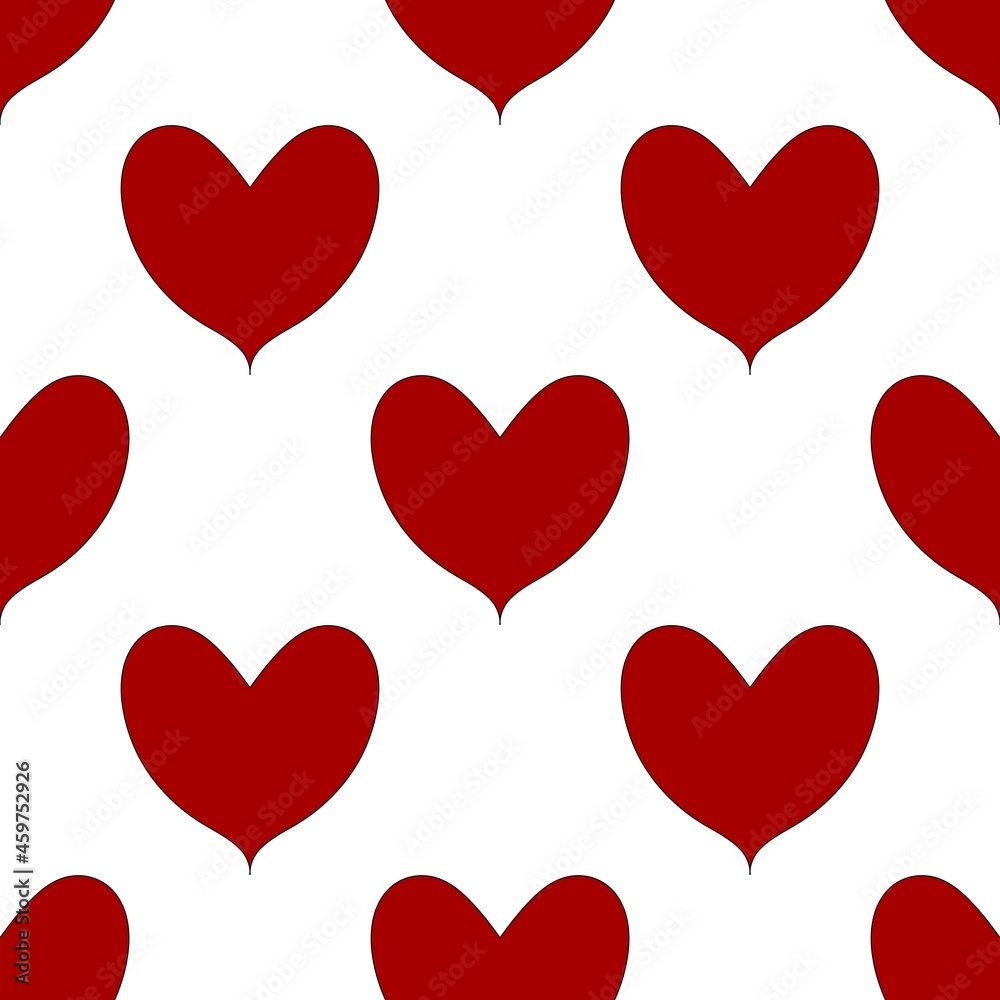 Seamless pattern of red hearts on white background. Seamless pattern for fashion, cloth, wrapping paper, cover skin. Pattern for valentine day. Seamless pattern of red hearts on white background. Seamless pattern for fashion, cloth, wrapping paper, cover skin. Pattern for valentine day.